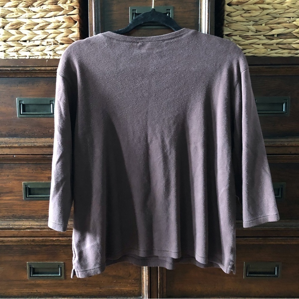 Karen Scott brown cotton 3/4 sleeve top in size XL - Picture 2 of 4
